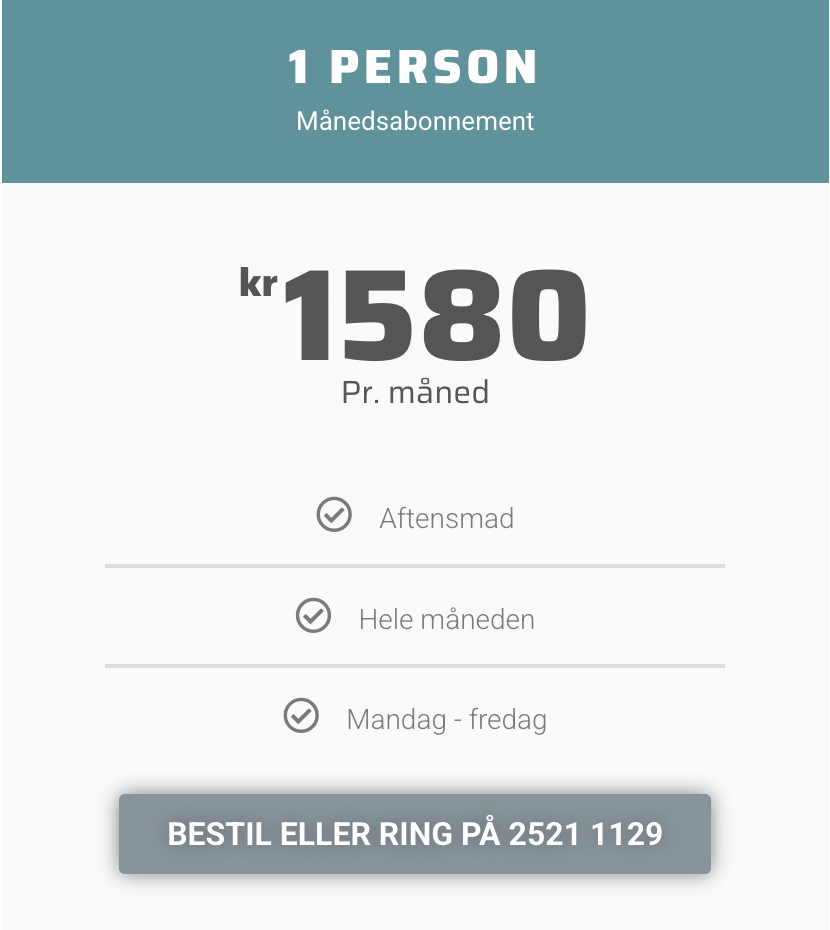 1 person - (mandag - fredag)