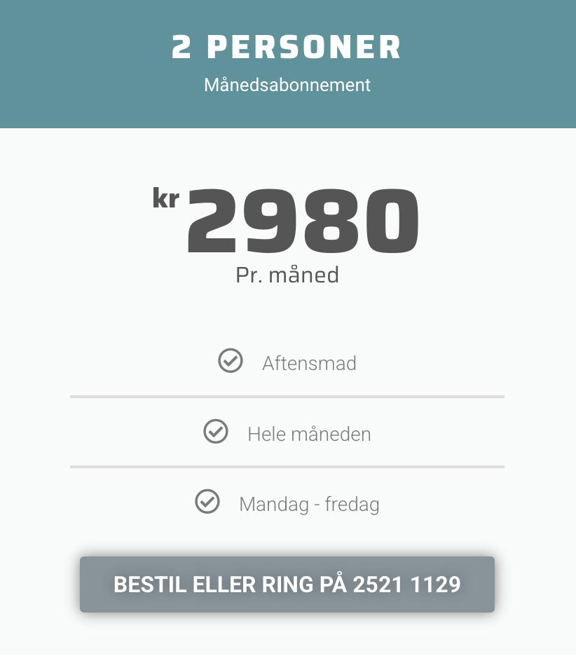 2 personer - (mandag - fredag)