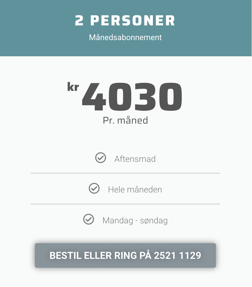 2 personer - (mandag - søndag)